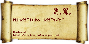 Mihályko Máté névjegykártya